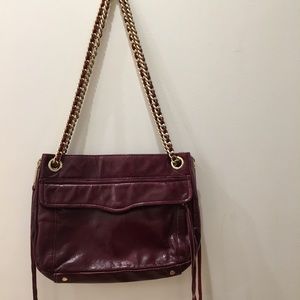 M.A.B Shoulder Bag - oxblood leather w/ gold trim